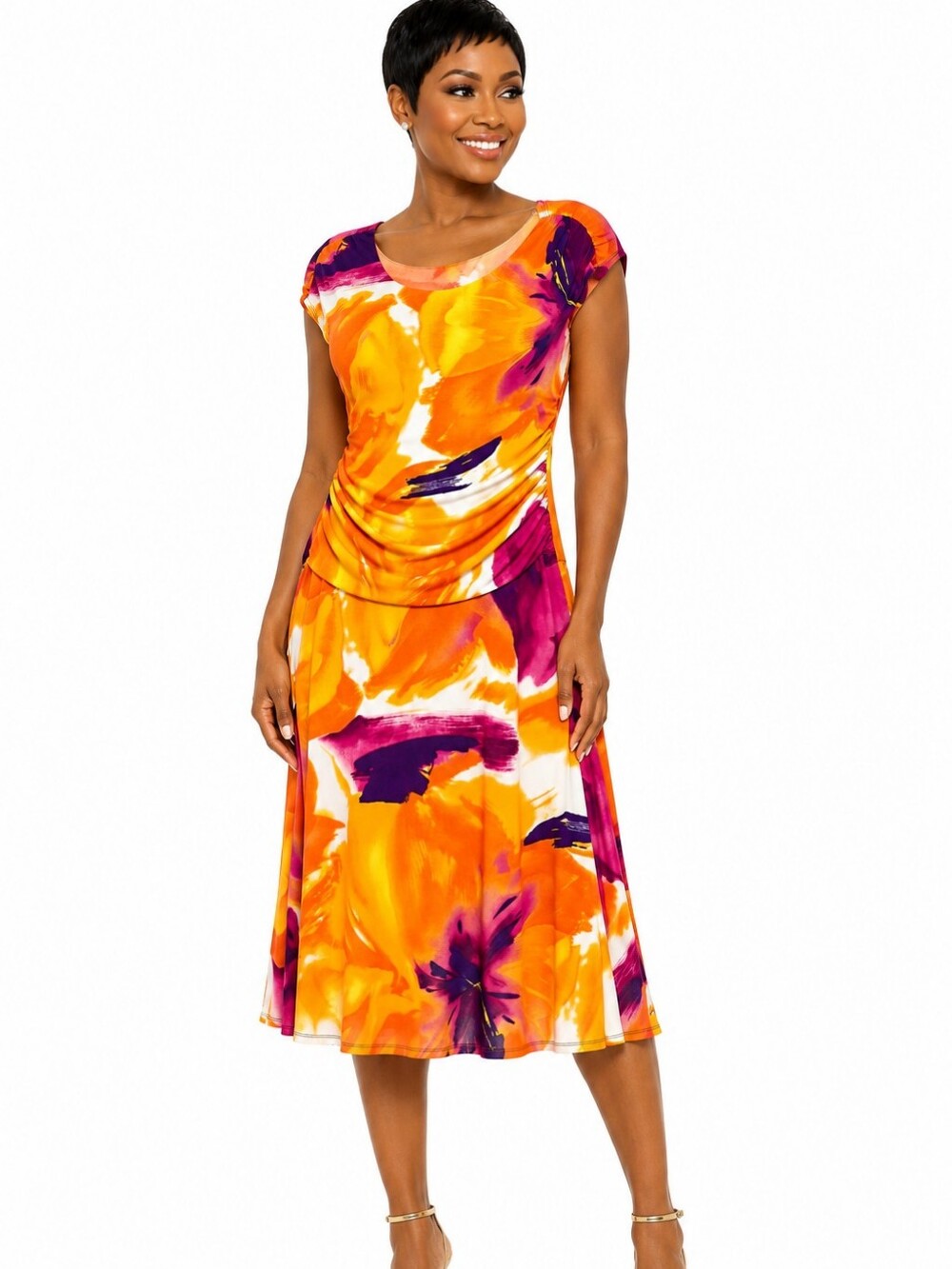 Enfocus Studio Orange & Magenta Abstract Midi Dress SIZE 10 - Picture 9 of 9